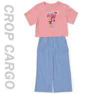 Setelan Crop Oversize Celana Kargo Rainbow Ruby Choco Anak Remaja Perempuan 7-14 Tahun COD