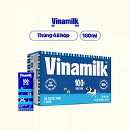 THÙNG 48 HỘP SỮA TƯƠI TIỆT TRÙNG VINAMILK 100% ÍT ĐƯỜNG 180ML