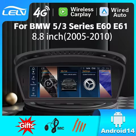 New Android 14 Wireless CarPlay Screen For BMW E60 E61 E62 E63 E90 E91 E92 2005-2012 Car Multimedia 
