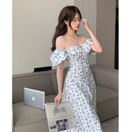 white July🌻(พร้อมส่งจากกทม มาถึงใน 3-5 วัน)🌻เดรสผู้หญิงเดรส🍄ชุดเดรส Midi ออกแบบลายดอกไม้เซ็กซี่แขนพั