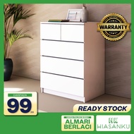 [BESAR] HK Almari Berlaci 5 Pintu/5 Tingkat Almari Baju/Drawer Chest/5 Chest Drawer/Wardrobe