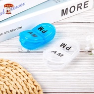 Amonghot> 2 Grids Waterproof Pill Organizer Portable Oval Pill Box Pill Container Daily AM&PM Contai