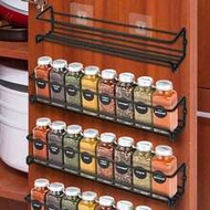 Black/Silver Metal Spice Rack, No Drill Mark Wall Mount Or Screw Installation, Space Saving Spice Ja
