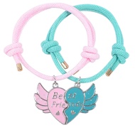 2pcs Cute Love Wing Magnet Bracelet, Fashion BEST FRIENDS Friendship Bracelet Set of Handmade Weaved