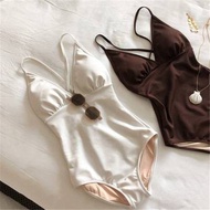 【XiaoBaiBai】New Women's Swimsuit Solid Color Swimming Suit For Women JOPC SKGF