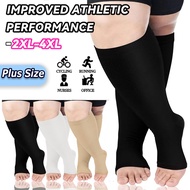 Plus Size 3/4 Open Toe Compression Socks | Graduated Pressure Fatigue Relief | Black & Nude | Super 
