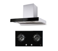TEKA เครื่องดุดควัน รุ่น DHW 90 TO + เตาแก๊สฐานกระจกนิรภัย 2 หัวเตา รุ่น GT LUX 78 2G AI AL 2 TR As 