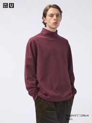 全新 UNIQLO U 刷毛中高領T恤(長袖) 471806 M 酒紅色 深藍色 全新