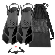 Snorkel Fins, Swimming Fins with Adjustable Buckles Open Heel, Diving Flippers for Men Women Youth T