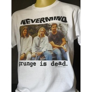 เสื้อวงนำเข้า Nevermind Grunge Is Dead Nirvana Kurt Cobain Retro Style Vintage T-shirt ❤️