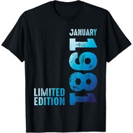 Men's cotton T-shirt January 1981 Year 1981 Retro 1981 Vintage 1981 Edition T-Shirt