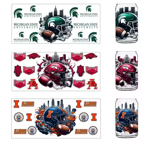 5pcs College football Game day UV DTF Sticker Party DIY Decals 3D transfers uvdtf tumbler seal stick