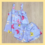 BAJU TIDUR WANITA PEREMPUAN KARTON SINGLET PYJAMAS SET