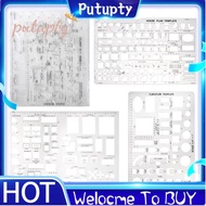 Drafting Tools and Ruler Shapes for Architecture - Set of 3 for House Plan Furniture Kitchen, Buildi