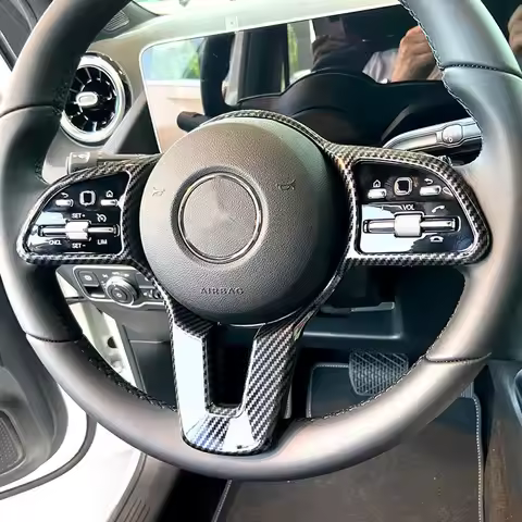 Car Carbon Fiber Steering Wheel Panel Cover Trim for Mercedes Benz a B C E G CLA GLB Class W177 W247