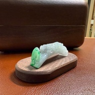 瀚玉珠寶 白底青 龍形勾 天然翡翠 小擺件 龍首潤雕