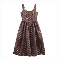 Coffee Polkadot satin Long Dress 80015 (TENC)