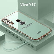 Casing Vivo Y17 Case Maple Leaves Plating Cover Lanyard Soft TPU Phone Case Vivo Y17