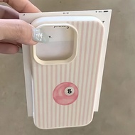 1pc White Leather Texture Minimalist Pink Number 8 Pool Ball Pattern Phone Case, Suitable For IPhone