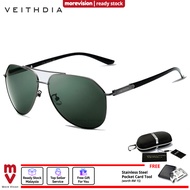 Ready Stock Original VEITHDIA Men Sunglasses Polarized UV400 for Travel Driving Fashion Aviator Allo