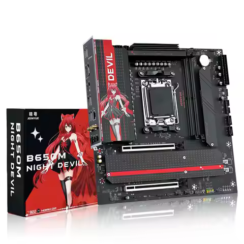 JGINYUE AMD B650M Night Devil 2xDDR5 M.2 NVME 96G Supports AMD AM5 Ryzen 7000/8000/9000 Series Proce