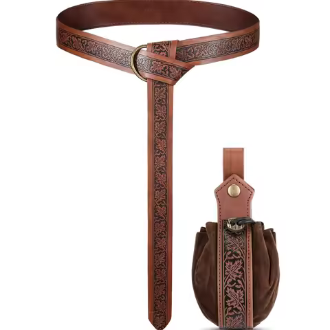 1/2PCS Medieval Viking Belt Renaissance Pouch Medieval Leather Belt Pouch Bag Embossed Renaissance C