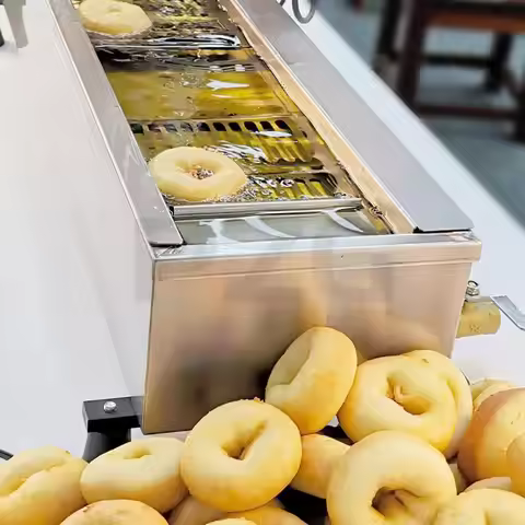 Single Row Automatic Mini Donut Machine Doughnut Fryer Chocolate Glazing Machine Donut Making Machin