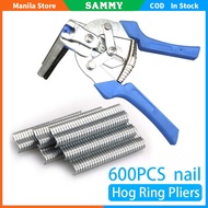 ✲✸Hog Ring Pliers+600pcs M Nails Plier Fencing Fence Wire Ringer Gabion Mesh Poultry Cage Installati