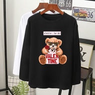  T-shirt viral valentine teddy bear lengan panjang perempuan laki/long sleeve women men/blouse/oversize