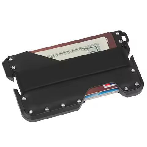 Dango Metal RFID Anti-Theft Card Holder Genuine Leather Wallet EDC Multifunctional Stainless Steel C