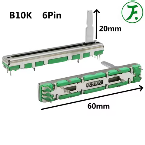 1pcs，Slider Potentiometer，10KB×2，6Pins，DCV1024，Replacement volume fader for Pioneer DJ mixer;，DDJ-40