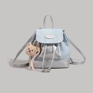 Fashion Contrast Color Denim Sequin Backpack Women 2025 New Style Trendy Class School Bag Commuter M