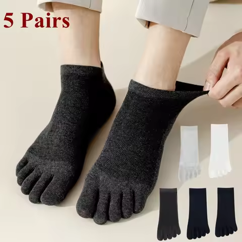 5 Pairs Men Socks Socks with Separate Fingers Summer Thin Mesh Toe Socks Low Cut Ankle Five Finger S