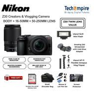 NIKON Z30 Mirrorless Camera NIKKOR Z DX 16-50mm & 50-250mm Nikon Vlogger Essentials Nikon Z30 with k