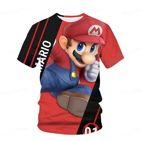 The 2026 Summer Quick-drying Cartoon Super Mario Bros. 3 D Men's T-shirt Coat Children Sportswear wi