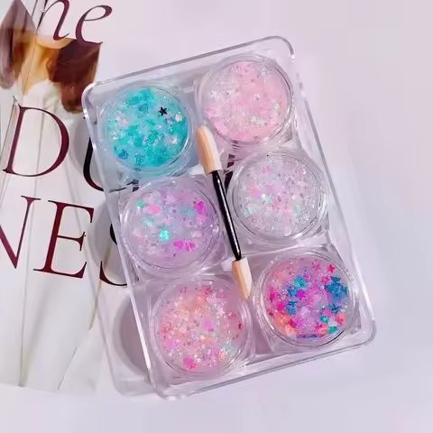 6pcs/Set Sequins Face Glitter Gel Makeup,Eyeshadow Glitter for Festivals Party Bar Makeup,Jelly Glit