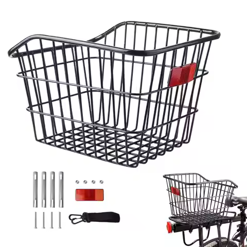 Mountain Bike Rear Basket Metal Large Rear Cycle Rack Cycle Rear Shelf Schoolbag Cycle Storage Baske
