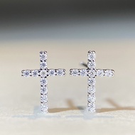 Real Moissanite 0.192ct 1.2mm Trendy Cross Design White D Vintage Stud Earrings In S925 Sterling Sil