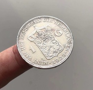 Koin Perak 1 Gulden Wilhelmina 1929 Asli