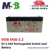 MSB 6V 3.2AH Rechargeable Sealed Lead Battery (MS6-3.2)