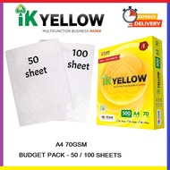 IK Yellow A4 Paper 70gsm For Homework Print, Document Print, Air Waybill Print (Suitable for All Pri