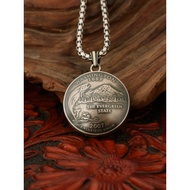 Ancient Italian Hand-Made Original Washington State 25 Us Coin Photo Memory Box Pendant Pendant Crea