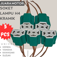 5 PCS Fitting Socket kabel Lampu H4 utama soket dudukan tancap keramik Universal Motor Honda Yamaha