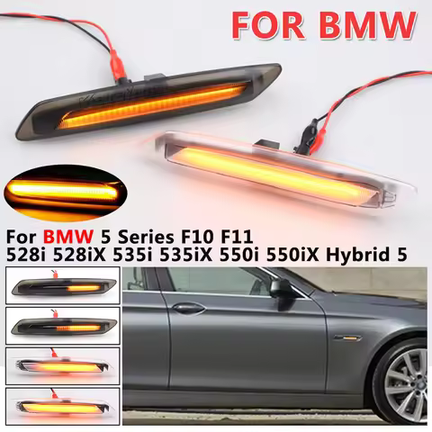 Dynamic LED Side Marker Lights Sequential Turn Signal Lamps For BMW 5 Series F10 F11 528i 528iX 535i