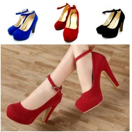SUEDE ANKLE STRAP FLATFORM HEELS