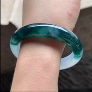 冰種翡翠天然翡翠玉鐲 A玉手鐲 玉鈪 • 冰種水墨丹青翡翠貴妃鐲