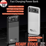 SG [Ready Stock] Portable Power Bank 30000mAh/15000mAh Fast Charging External Battery Charger Powerbank PowerBank 66W