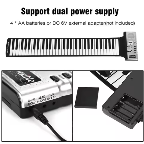 Roll Up MIDI Flexible Piano 61 Keys Silicone Portable Foldable Soft Keyboard Electronic Piano