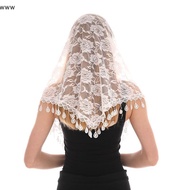 Triangle Veil Scarf Jacquard Rose Shawl for Women Wedding Church Prayer