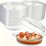 50Pcs Clamshell Food Container Disposable Clear Plastic Box 6/8In For Burgers Pastry Cake Pizza Box